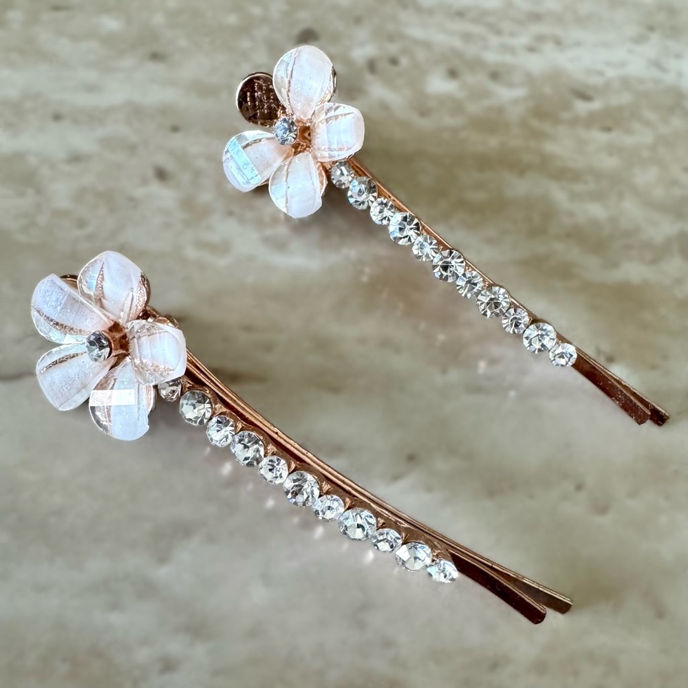 Vintage Floral Crystal Hair Clips (2)